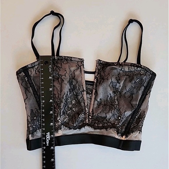 Victoria's Secret Corset Top Sz S Black Mesh Lace Lined Whimsigoth Fairy Grunge - Picture 9 of 12